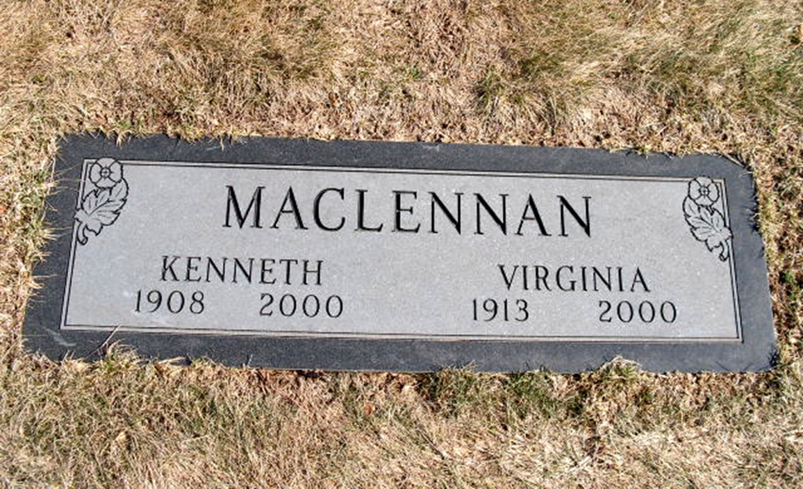 Photo of headstones/Kenneth MacLennan 1908-2000 Valparaiso Graceland Mem Pk IN